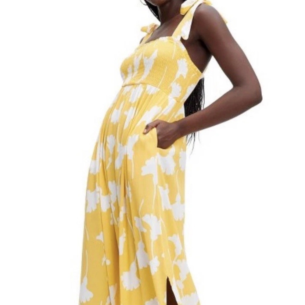 Diane Von Furstenberg Target Smocked Tie Strap Yellow Ginkgo Size M 100% Rayon